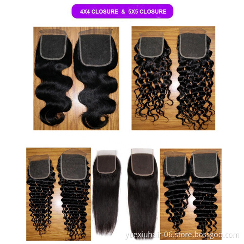 Wholesa No Shedding Tangle  9A 10A 12A Grade 1 donor 100% Virgin Brazilian Human Hair Bundles with Lace Closure for black women